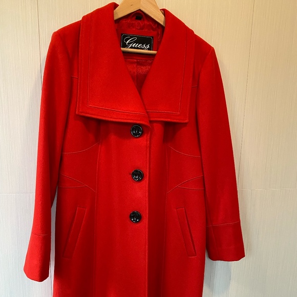 Gorgeous New Guess Red Long Coat - Picture 1 of 11